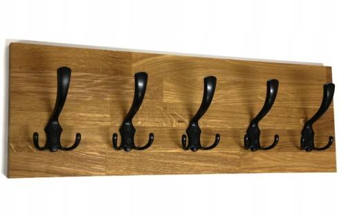 Wieszak dębowy drewniany ścienny do przedpokoju na ścianę dąb duży 60 x 20