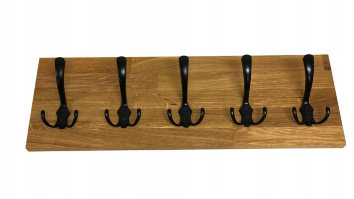 Wieszak dębowy drewniany ścienny do przedpokoju na ścianę dąb duży 60 x 20