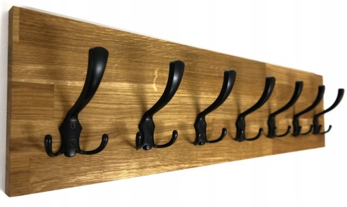 Wieszak dębowy drewniany ścienny do przedpokoju na ścianę dąb duży 80 x 20