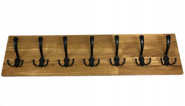 Wieszak dębowy drewniany ścienny do przedpokoju na ścianę dąb duży 80 x 20