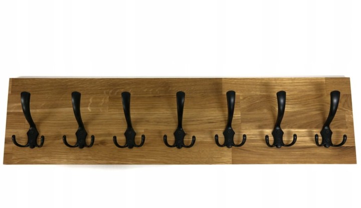 Wieszak dębowy drewniany ścienny do przedpokoju na ścianę dąb duży 80 x 20