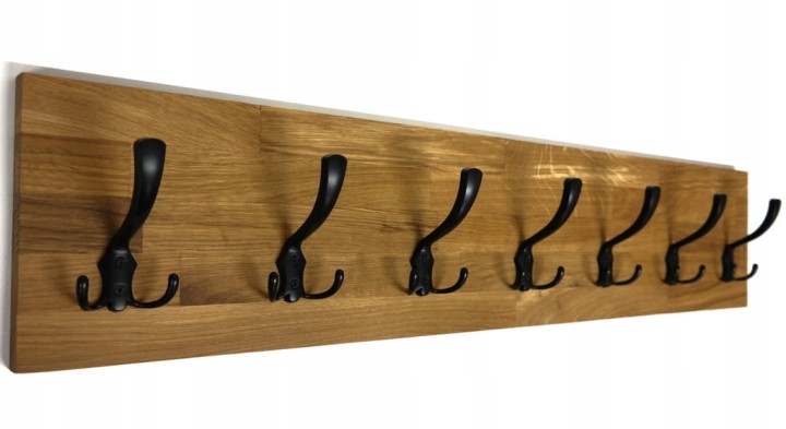 Wieszak dębowy drewniany ścienny do przedpokoju na ścianę dąb duży 100 x 20