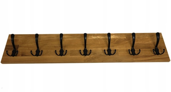 Wieszak dębowy drewniany ścienny do przedpokoju na ścianę dąb duży 100 x 20