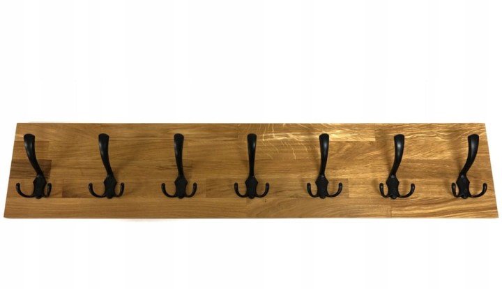 Wieszak dębowy drewniany ścienny do przedpokoju na ścianę dąb duży 100 x 20