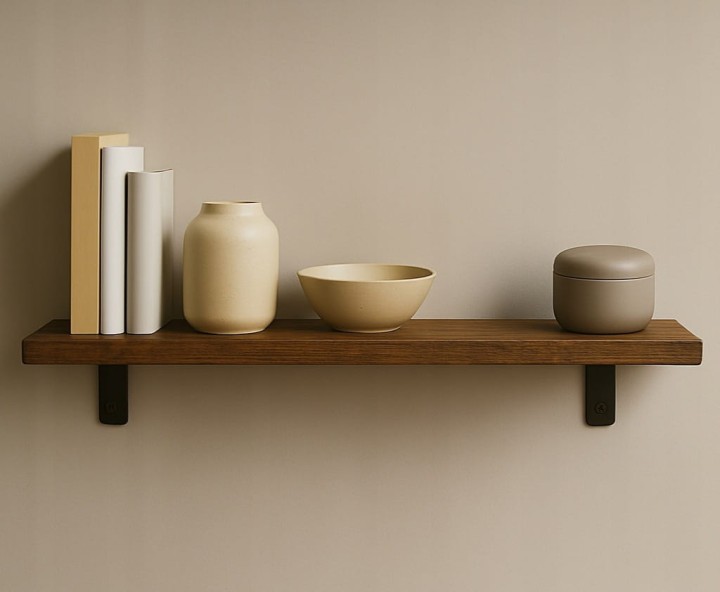 Półka drewniana dębowa metalowe uchwyty loft lakierowana 100cm x 20cm dąb