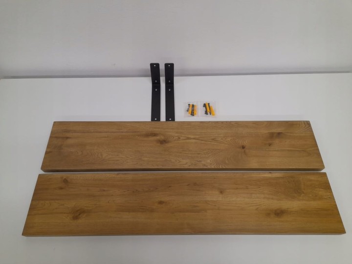 Półka drewniana dębowa metalowe uchwyty loft lakierowana 100cm x 20cm dąb