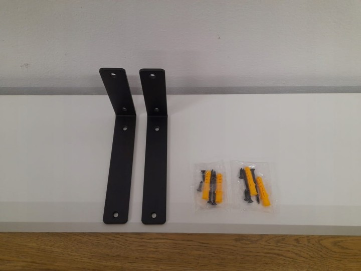 Półka drewniana dębowa metalowe uchwyty loft lakierowana 100cm x 20cm dąb