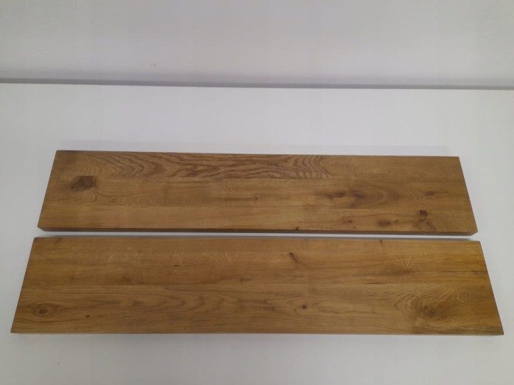 Półka drewniana dębowa metalowe uchwyty loft lakierowana 100cm x 20cm dąb