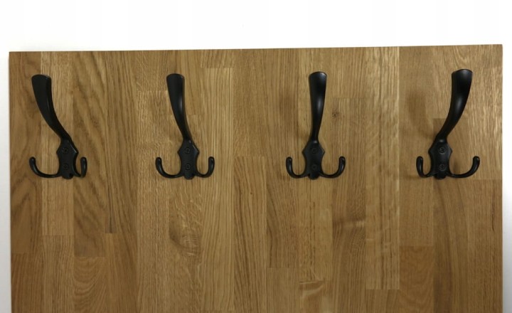 Wieszak dębowy drewniany ścienny do przedpokoju na ścianę panelowy dąb duży