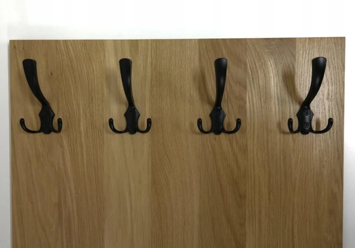 Wieszak dębowy drewniany ścienny do przedpokoju na ścianę panelowy dąb duży