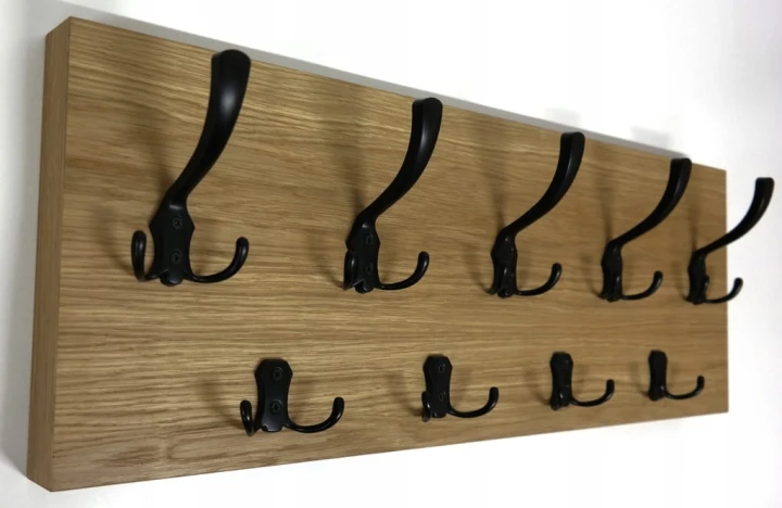 Wieszak fornir dębowy ścienny do przedpokoju na ścianę 39mm duży 70 x 25