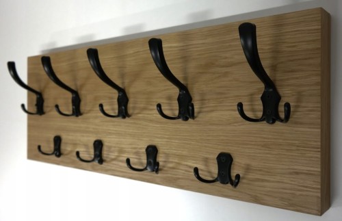 Wieszak fornir dębowy ścienny do przedpokoju na ścianę 39mm duży 70 x 25