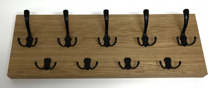 Wieszak fornir dębowy ścienny do przedpokoju na ścianę 39mm duży 70 x 25