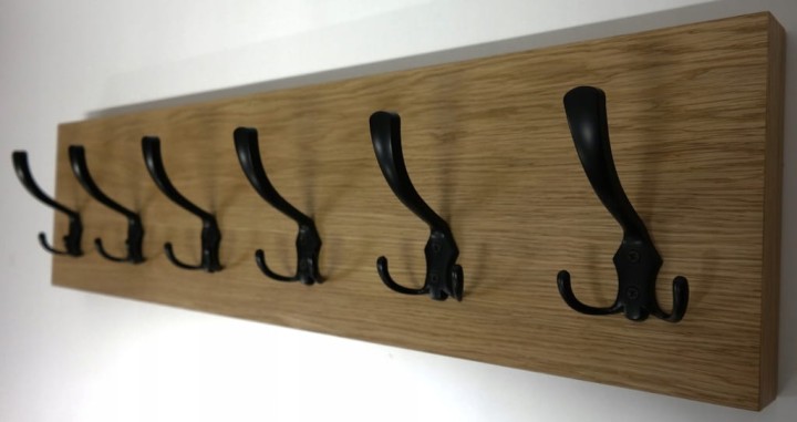 Wieszak fornir dębowy ścienny do przedpokoju na ścianę 39mm duży 80 x 20