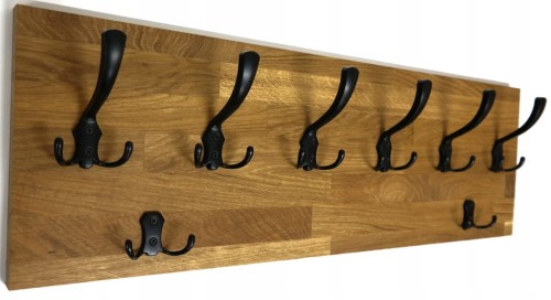 Wieszak dębowy drewniany ścienny do przedpokoju na ścianę dąb duży 80 x 25
