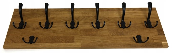 Wieszak dębowy drewniany ścienny do przedpokoju na ścianę dąb duży 80 x 25