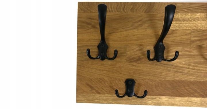 Wieszak dębowy drewniany ścienny do przedpokoju na ścianę dąb duży 80 x 25