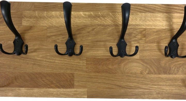 Wieszak dębowy drewniany ścienny do przedpokoju na ścianę dąb duży 80 x 25