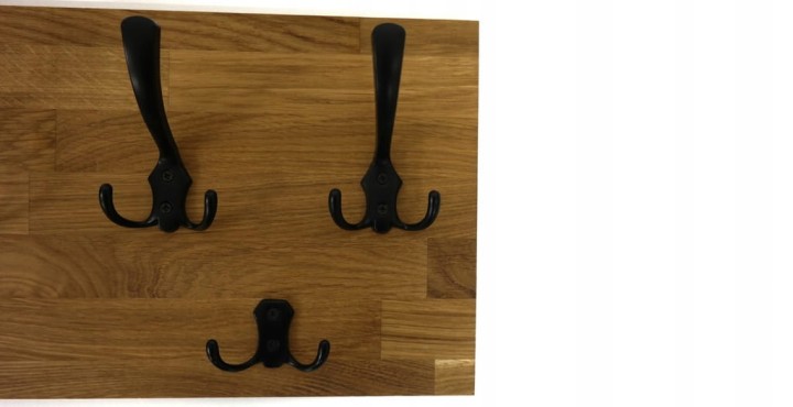 Wieszak dębowy drewniany ścienny do przedpokoju na ścianę dąb duży 80 x 25