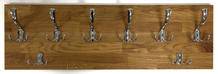 Wieszak dębowy drewniany ścienny do przedpokoju na ścianę dąb duży 80 x 25