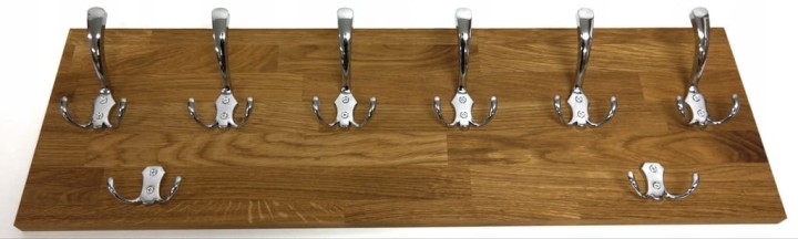 Wieszak dębowy drewniany ścienny do przedpokoju na ścianę dąb duży 80 x 25