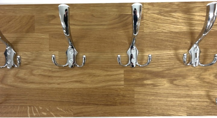 Wieszak dębowy drewniany ścienny do przedpokoju na ścianę dąb duży 80 x 25