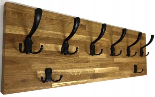 Wieszak dębowy drewniany ścienny do przedpokoju na ścianę dąb 80 x 25 26mm