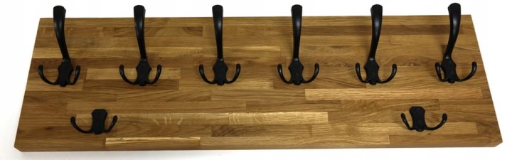 Wieszak dębowy drewniany ścienny do przedpokoju na ścianę dąb 80 x 25 26mm