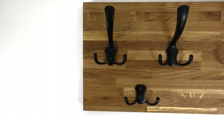 Wieszak dębowy drewniany ścienny do przedpokoju na ścianę dąb 80 x 25 26mm