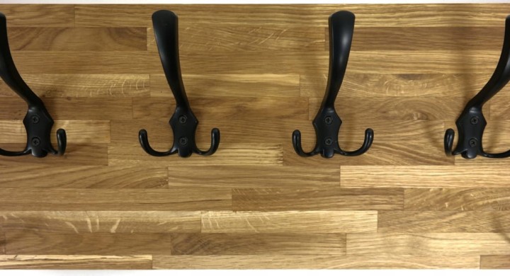 Wieszak dębowy drewniany ścienny do przedpokoju na ścianę dąb 80 x 25 26mm