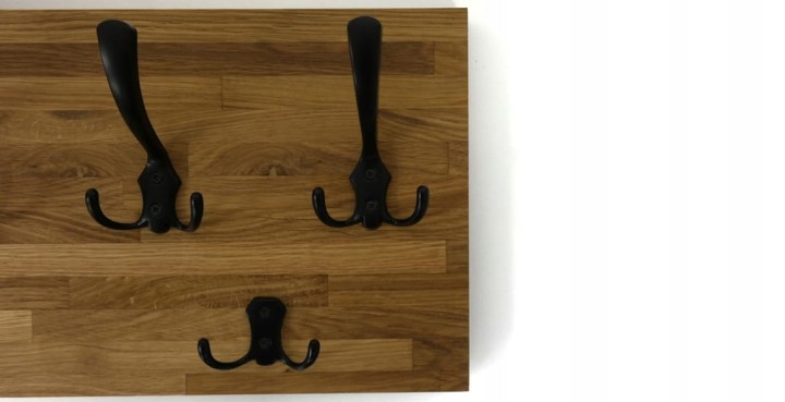 Wieszak dębowy drewniany ścienny do przedpokoju na ścianę dąb 80 x 25 26mm