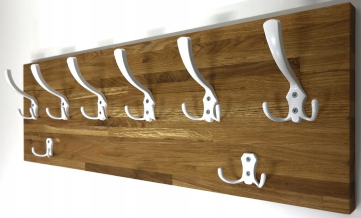 Wieszak dębowy drewniany ścienny do przedpokoju na ścianę dąb 80 x 25 26mm