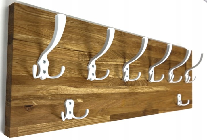Wieszak dębowy drewniany ścienny do przedpokoju na ścianę dąb 80 x 25 26mm