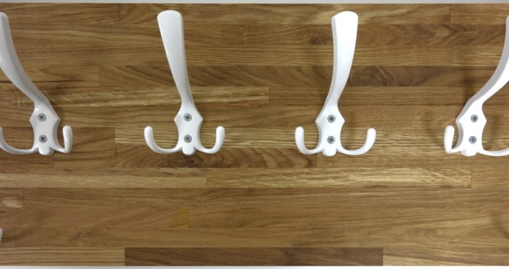 Wieszak dębowy drewniany ścienny do przedpokoju na ścianę dąb 80 x 25 26mm