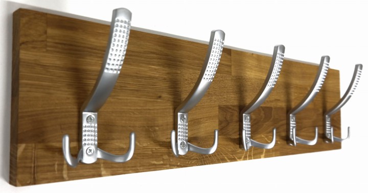 Wieszak dębowy drewniany ścienny do przedpokoju na ścianę dąb duży 60 x 15