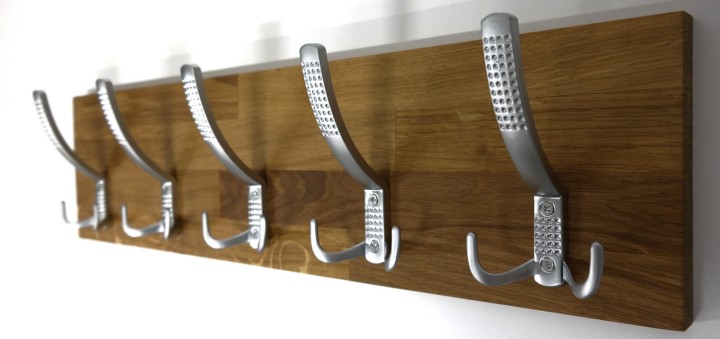 Wieszak dębowy drewniany ścienny do przedpokoju na ścianę dąb duży 60 x 15