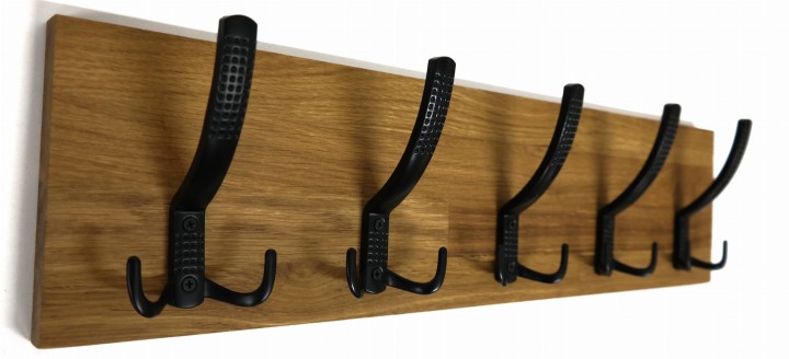 Wieszak dębowy drewniany ścienny do przedpokoju na ścianę dąb duży 60 x 15