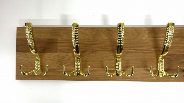 Wieszak dębowy drewniany ścienny do przedpokoju na ścianę dąb duży 60 x 15