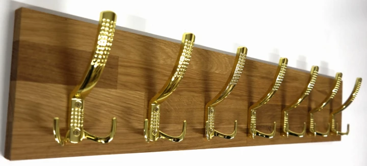 Wieszak dębowy drewniany ścienny do przedpokoju na ścianę dąb duży 80 x 15