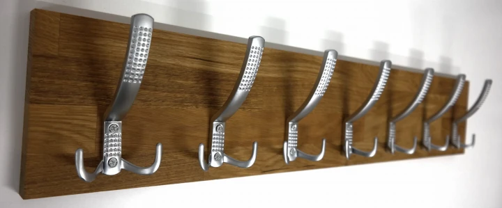 Wieszak dębowy drewniany ścienny do przedpokoju na ścianę dąb duży 80 x 15