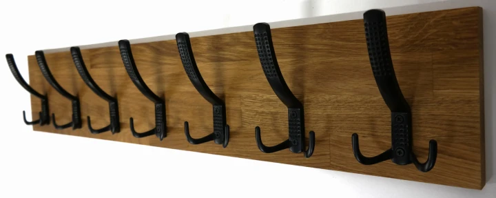 Wieszak dębowy drewniany ścienny do przedpokoju na ścianę dąb duży 80 x 15